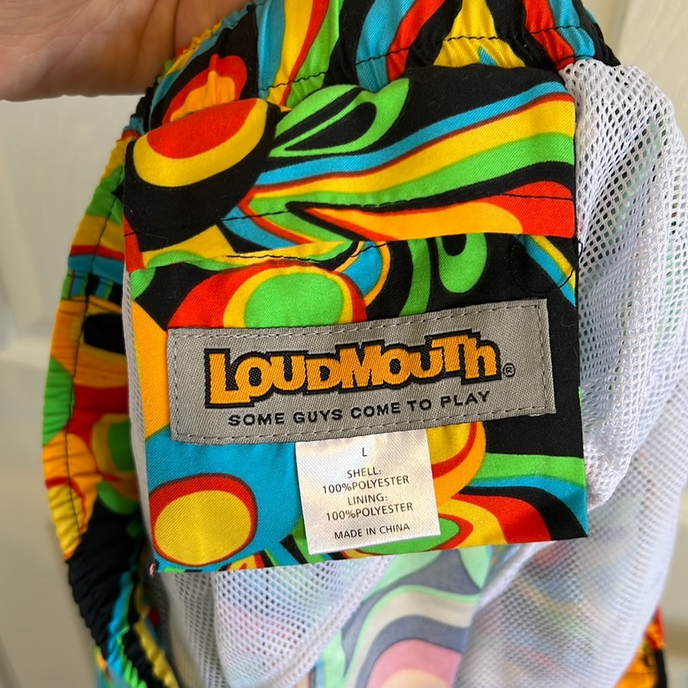 Loudmouth shagadelic black men’s long wide leg shorts large - Picture 6 of 7
